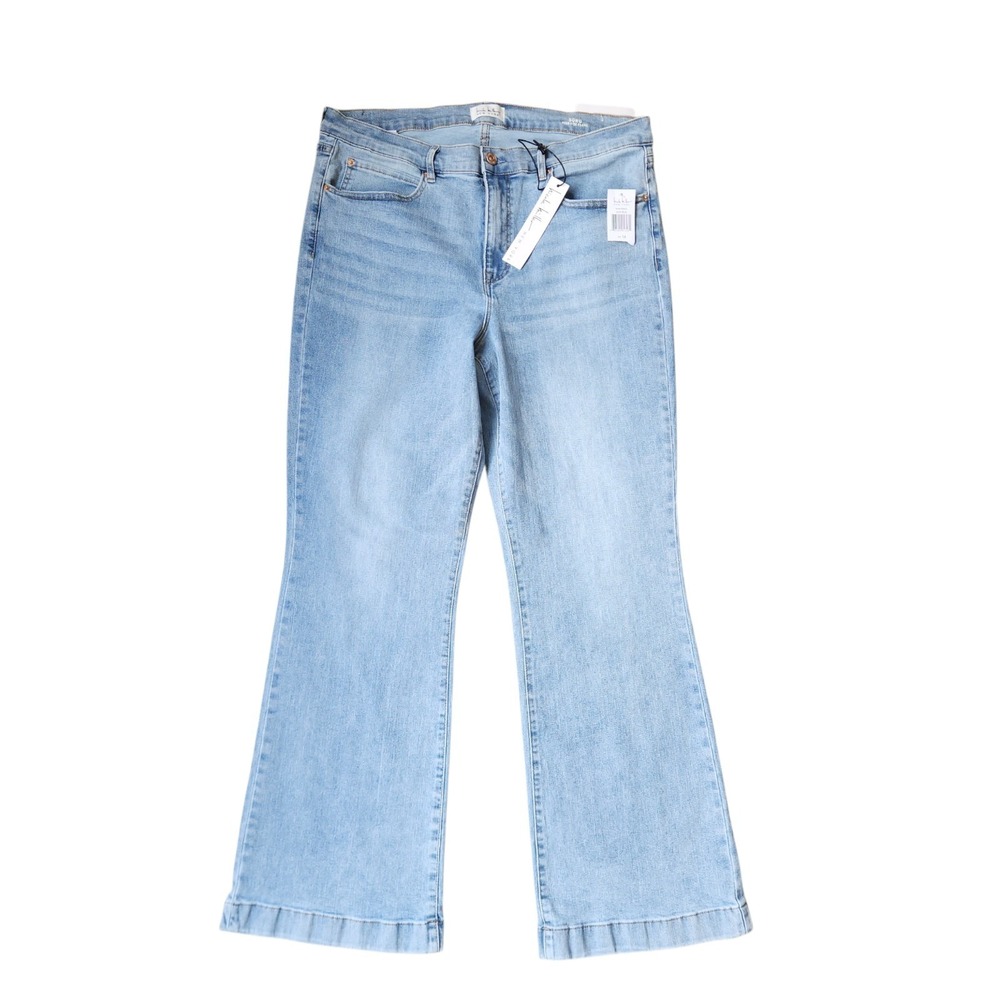 NWT Nicole Miller Size 14 Soho Flare Jeans High Rise Light Wash Stretch Denim